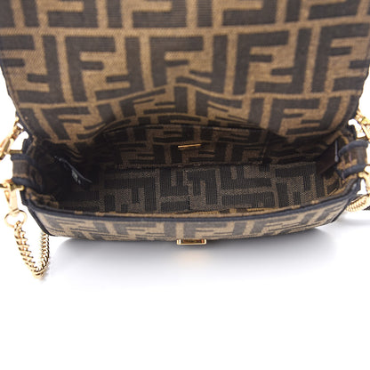Fendi Fabric Jacquard FF 1974 Mini Baguette Tobacco Moro Black 5 of 9