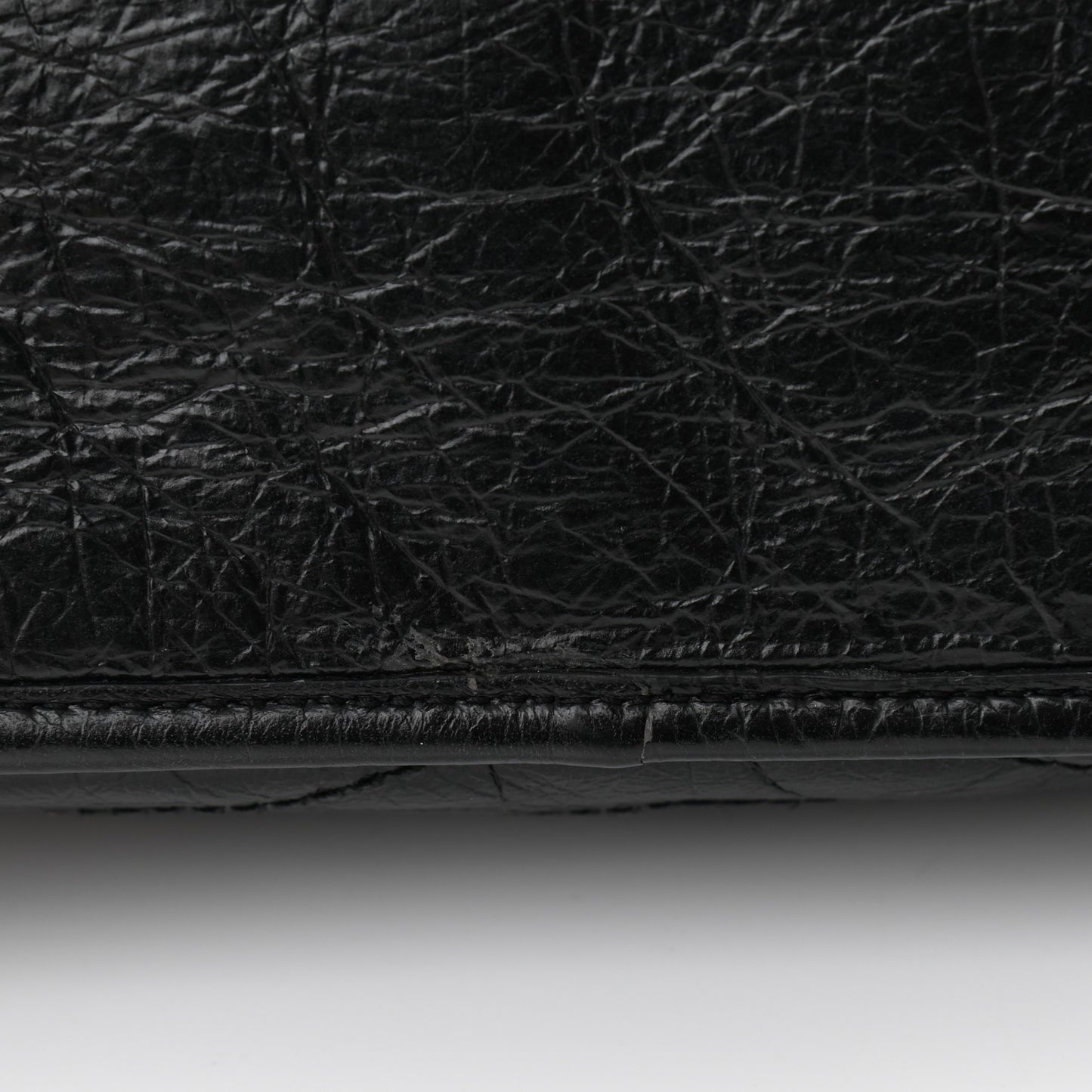 Crinkled Calfskin Matelasse Monogram Medium Niki Chain Satchel Black