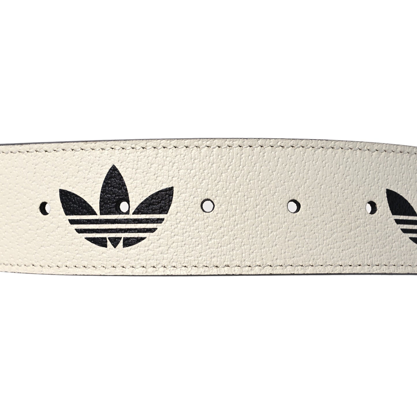 X ADIDAS Textured Dollar Calfskin Double G 40mm Belt 80 32 White Black