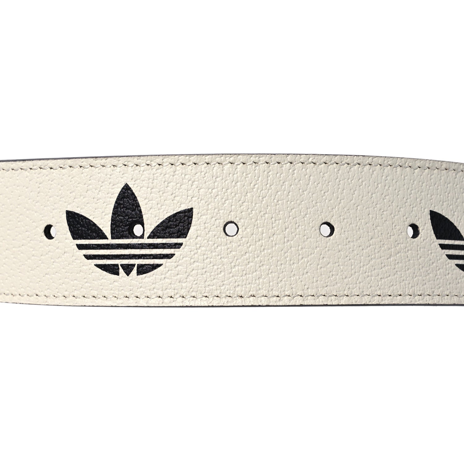 Gucci X ADIDAS Textured Dollar Calfskin Double G 40mm Belt 80 32 White Black 3 of 7