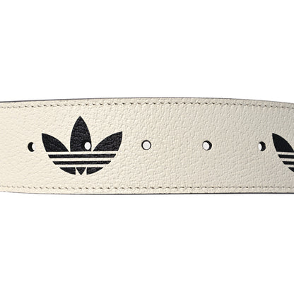 Gucci X ADIDAS Textured Dollar Calfskin Double G 40mm Belt 80 32 White Black 3 of 7