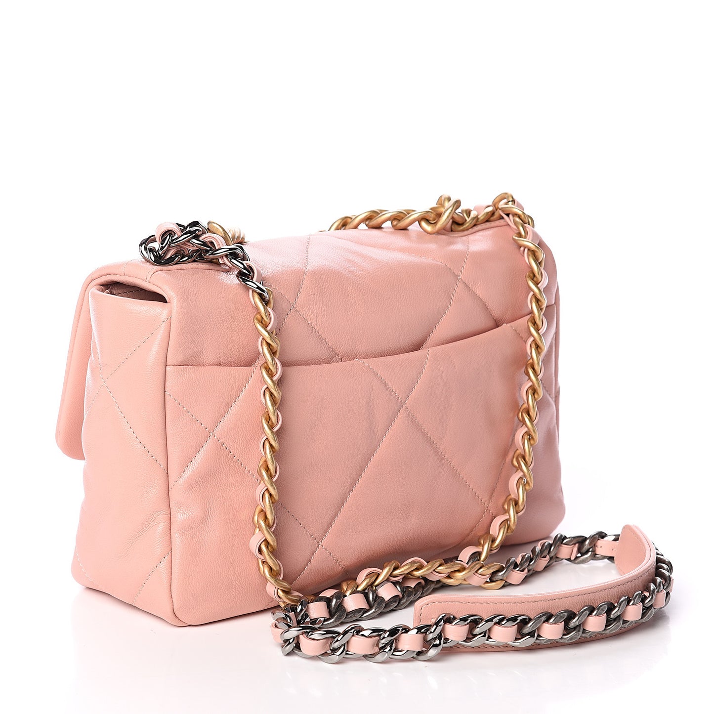 Goatskin Quilted Medium 19 Flap Light Pink