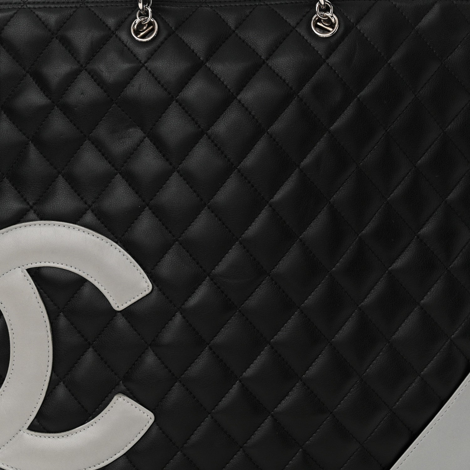 Chanel Calfskin Cambon Flat Tote Black Grey 13 of 17