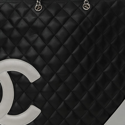Chanel Calfskin Cambon Flat Tote Black Grey 13 of 17