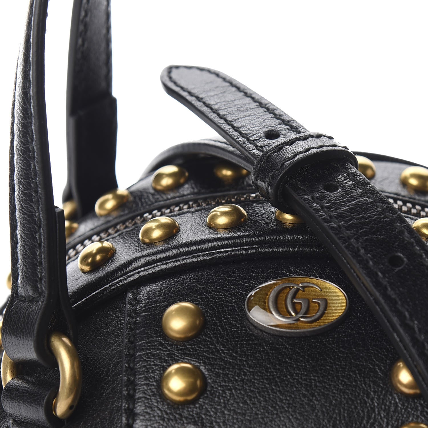 Gucci Calfskin Studded Mini Tifosa Baseball Shaped Shoulder Bag Black 10 of 10