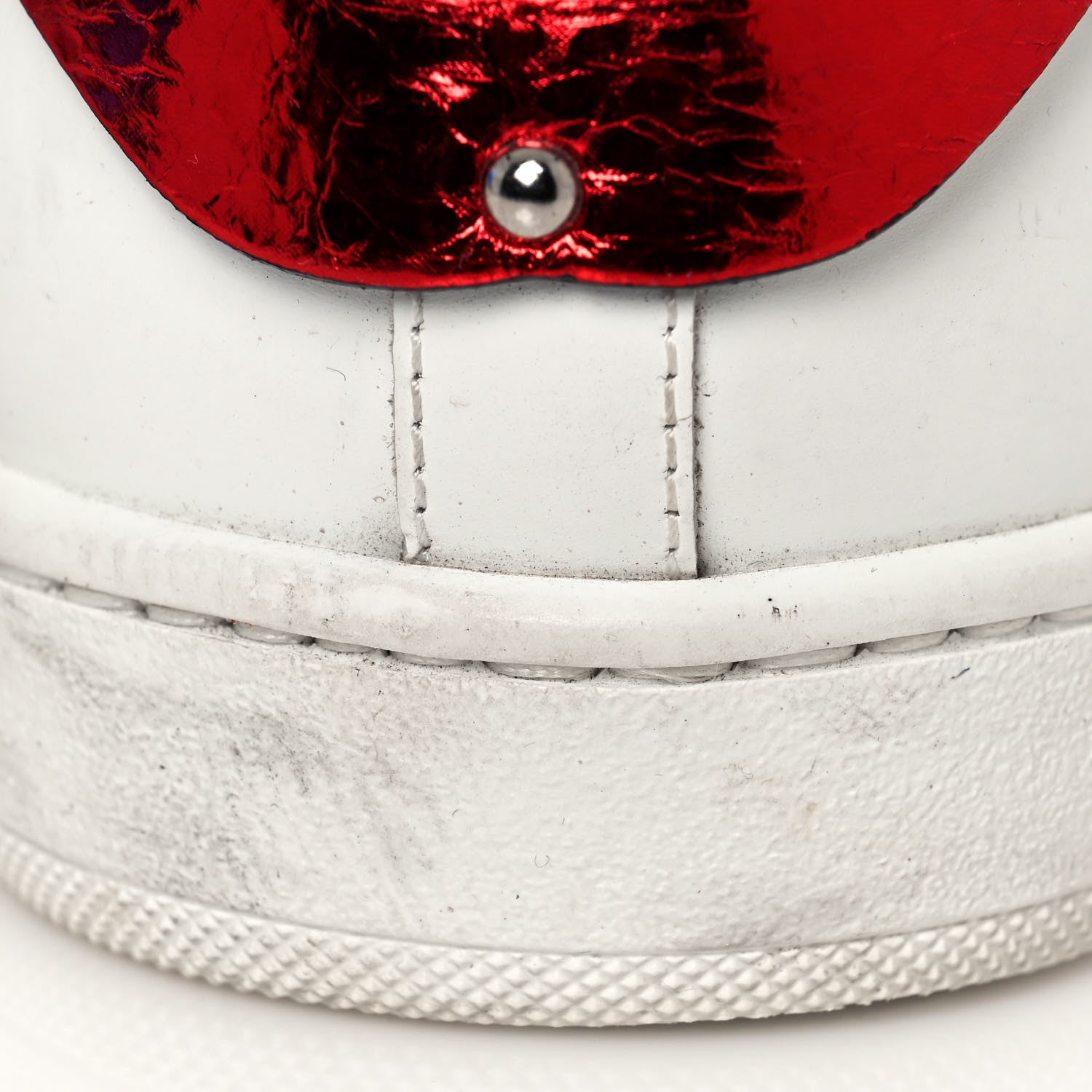 Saint Laurent Calfskin Metallic Ayers Signature Court Lips Sneakers 41 Optic White 11 of 12
