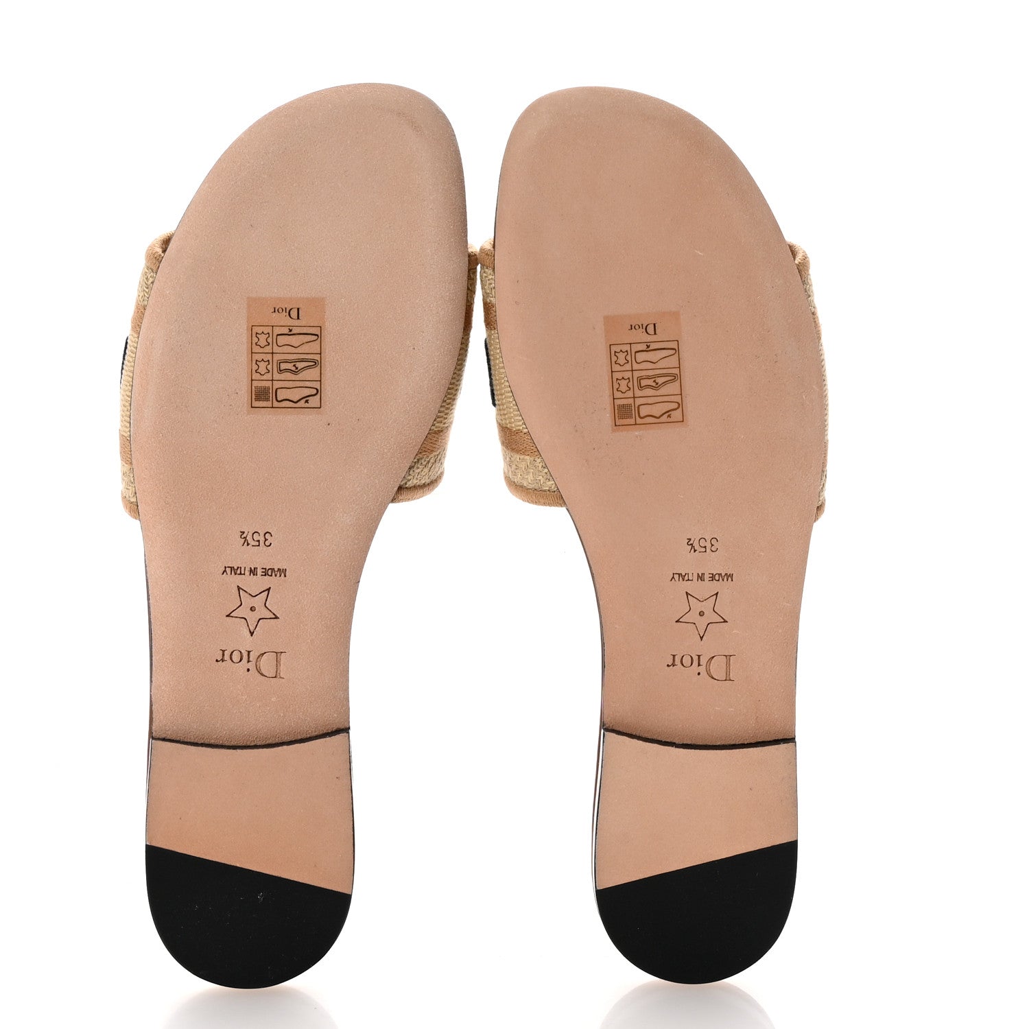 Christian Dior Canvas Embroidered Dway Flat Slide Sandals 35.5 Beige Brown 6 of 9