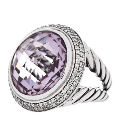 David Yurman Sterling Silver Diamond Amethyst 18mm Cerise Ring 54 7 3 of 7