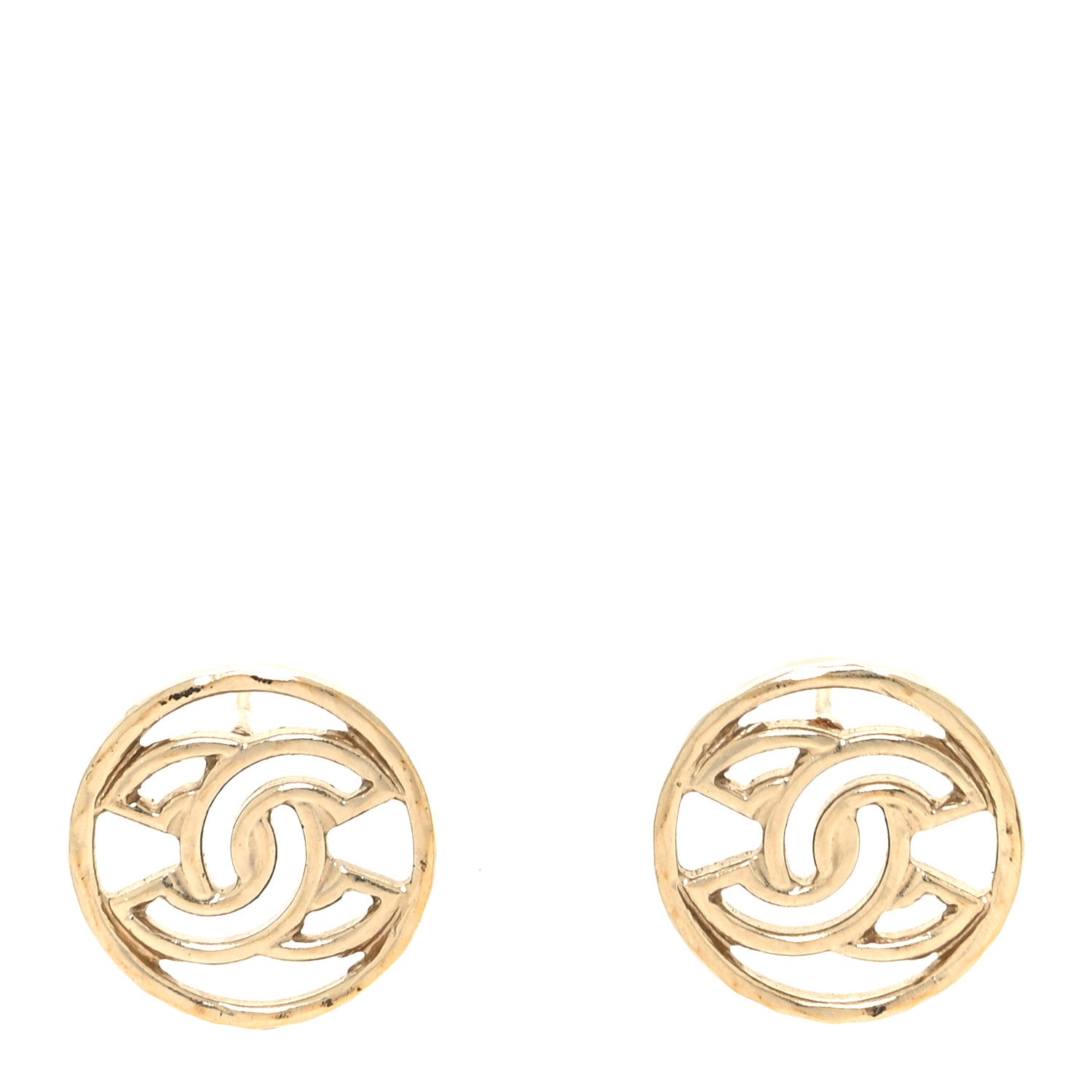 Chanel Metal CC Round Earrings Light Gold 1 of 3
