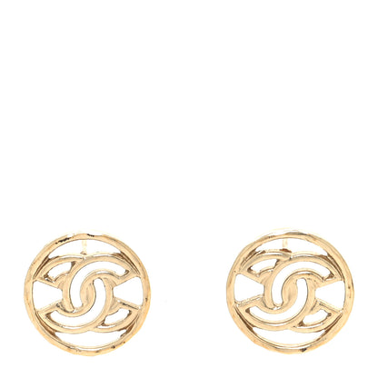Chanel Metal CC Round Earrings Light Gold 1 of 3