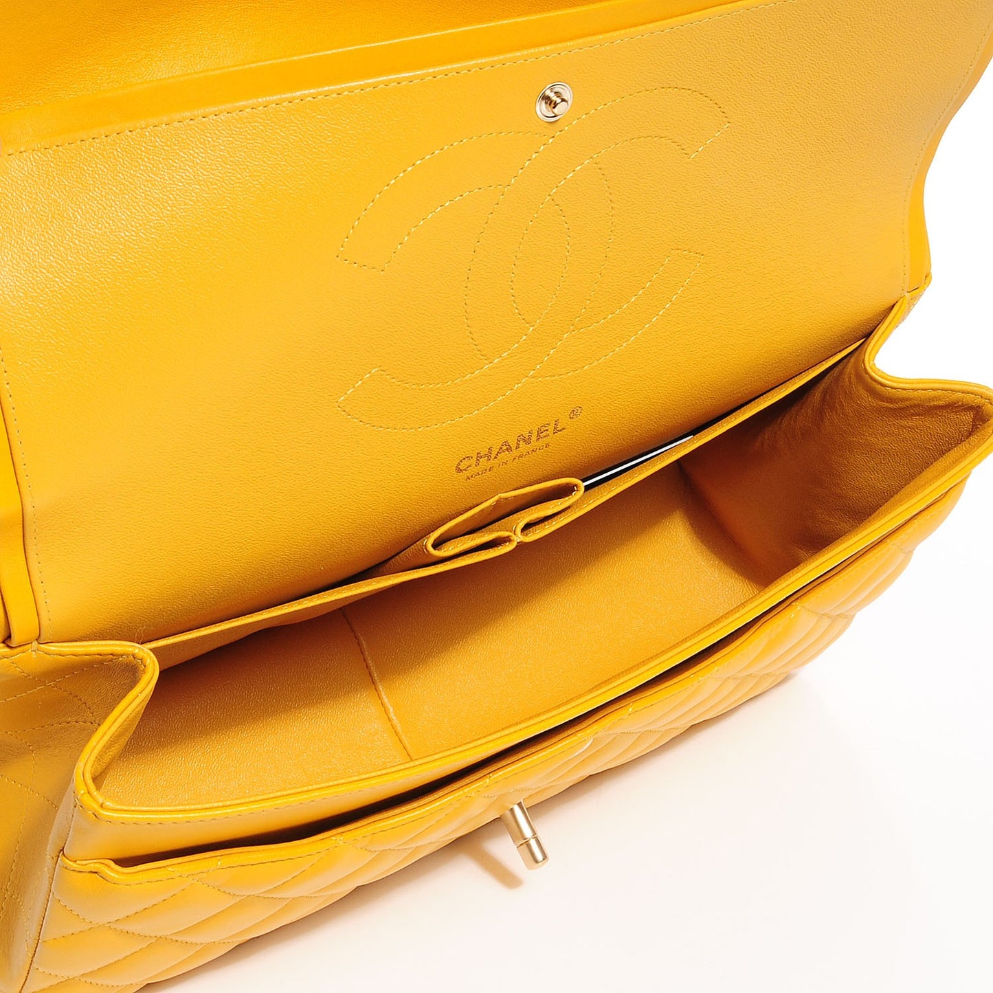 Lambskin Jumbo Double Flap Yellow