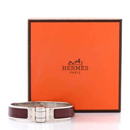 Hermes Enamel Charniere Uni Narrow Hinged Bracelet S Bourgogne 6 of 6
