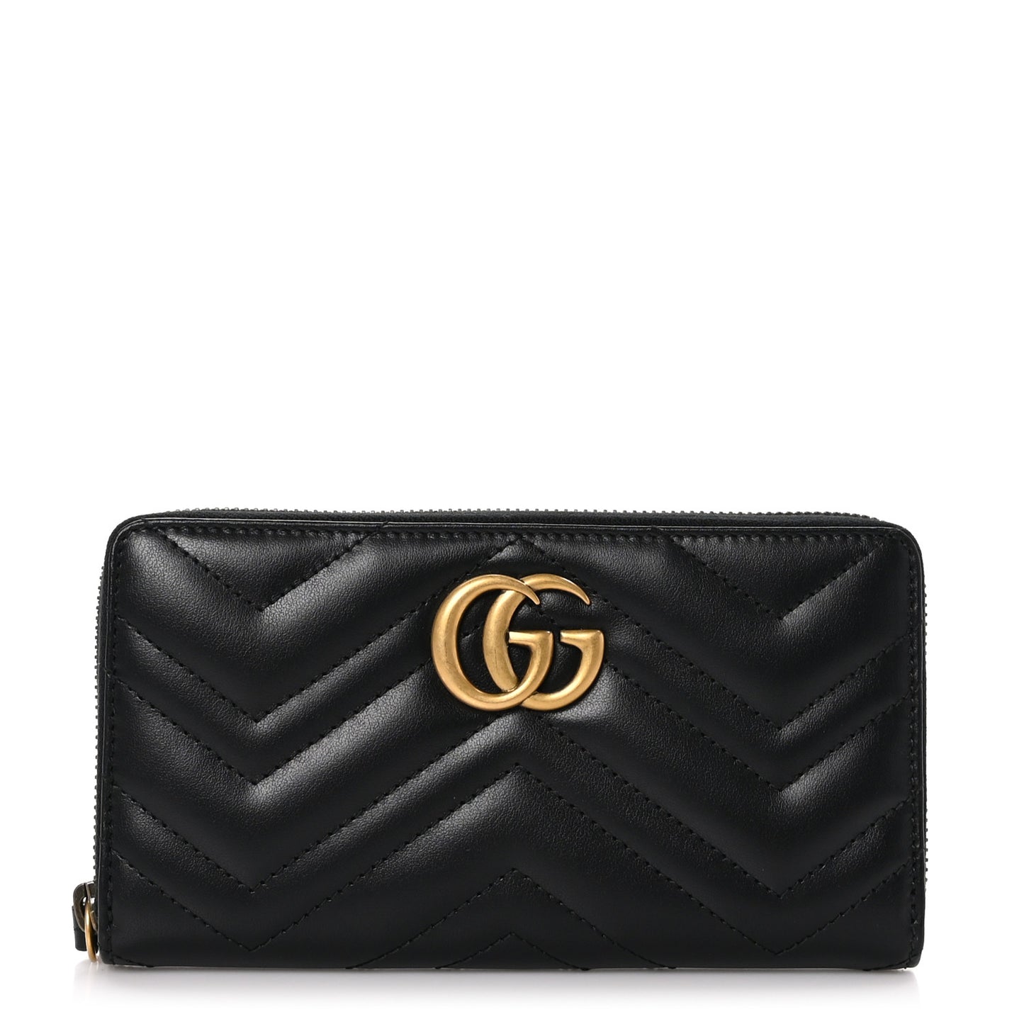 Calfskin Matelasse GG Marmont Zip Around Organizer Wallet Black