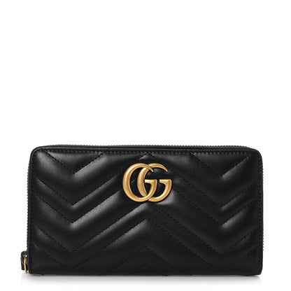 Gucci Calfskin Matelasse GG Marmont Zip Around Organizer Wallet Black 1 of 9