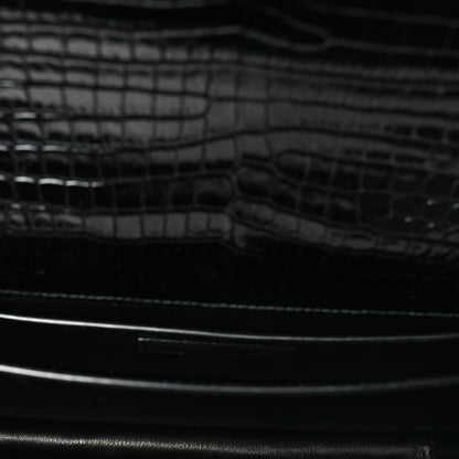 Saint Laurent Calfskin Crocodile Embossed Medium Monogram Sunset Black 5 of 10