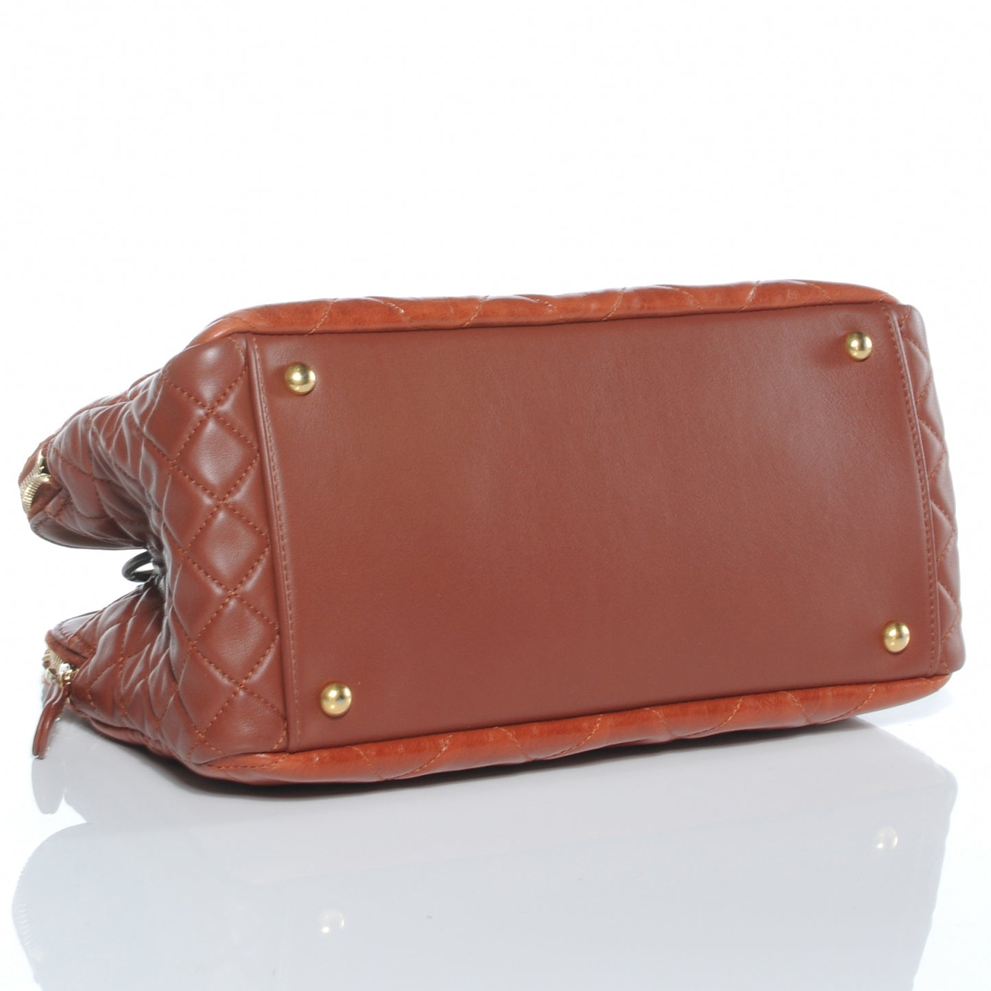 Glazed Calfskin Mademoiselle Zip Shopping Tote Red