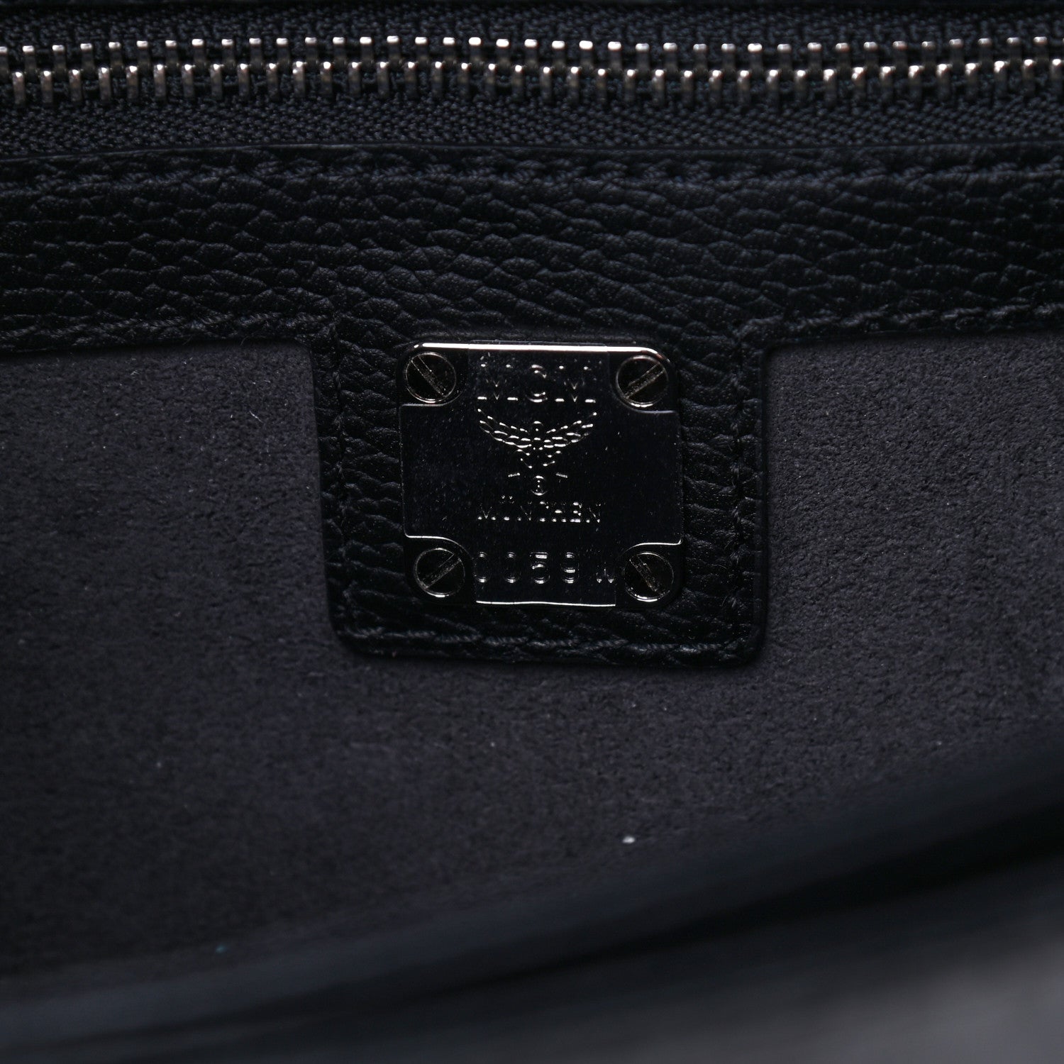 MCM Visetos Calfskin Spot Park Avenue Medium Shoulder Bag Dark Grey Black 6 of 6
