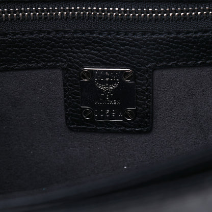 MCM Visetos Calfskin Spot Park Avenue Medium Shoulder Bag Dark Grey Black 6 of 6