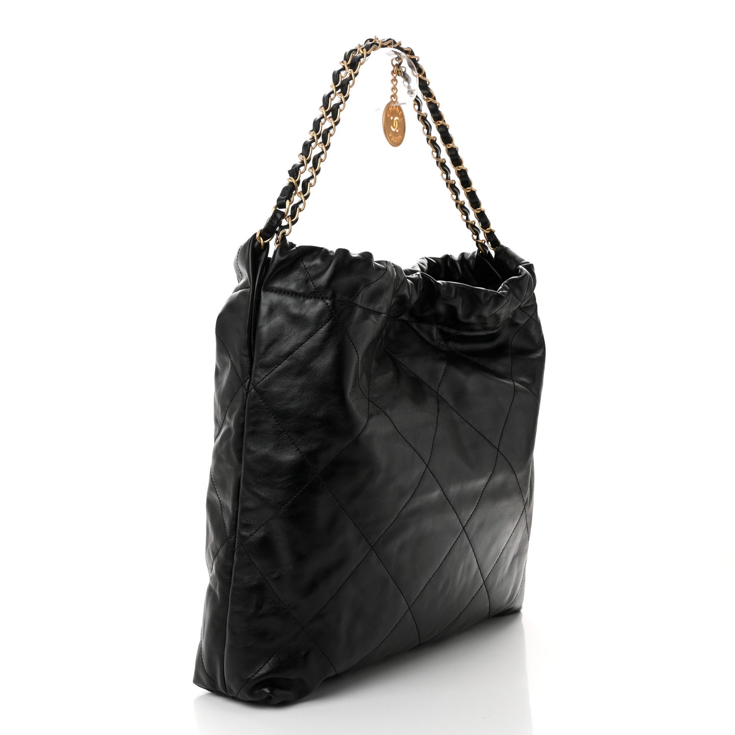 Shiny Calfskin Quilted Chanel 22 Black