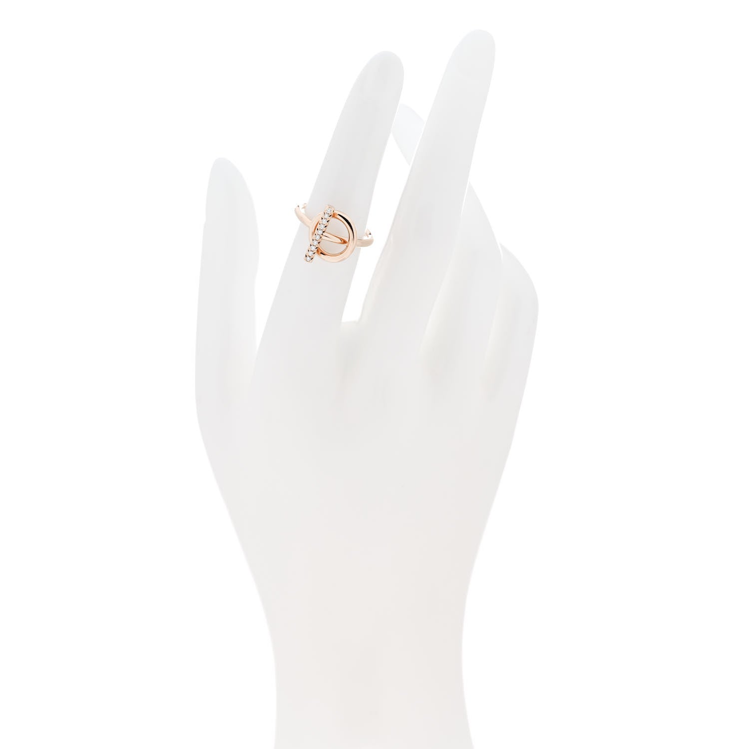 Hermes 18K Rose Gold Diamond PM Echappee Ring 50 5.25 2 of 5