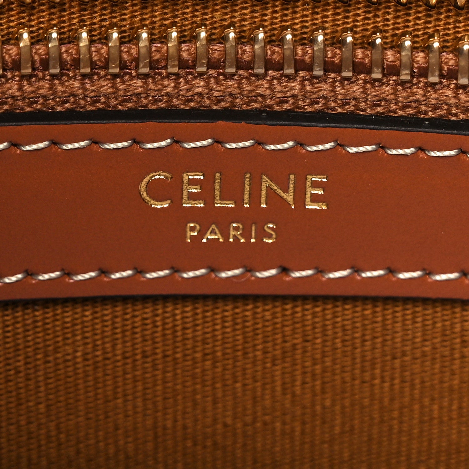 Celine Triomphe Canvas Calfskin Horizontal Cabas Tan 6 of 15