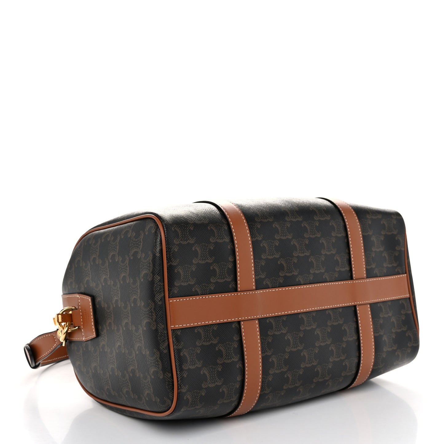 Triomphe Canvas Calfskin Boston Bag Tan