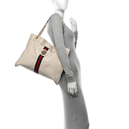 Gucci Suede Calfskin Large Rajah Chain Tote White 2 of 13