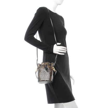 Fendi Vitello Liberty F is Fendi Bi-Color FF 1974 Embossed Mini Mon Tresor Bucket Bag Maya Black 2 of 8