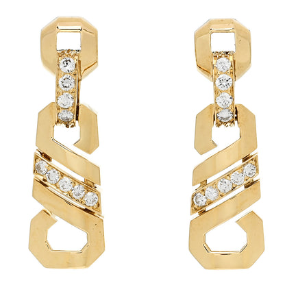 Cartier 18K Yellow Gold Diamond Fox Trot Earrings 1 of 4