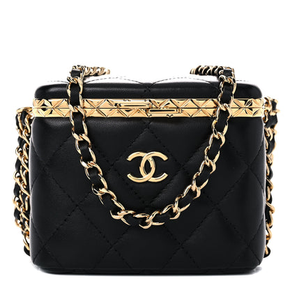 Chanel Metal Lambskin Quilted Small Vanity With Chain Black 1 of 10