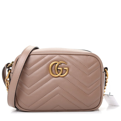 Gucci Calfskin Matelasse Mini GG Marmont Chain Shoulder Bag Porcelain Rose 1 of 9