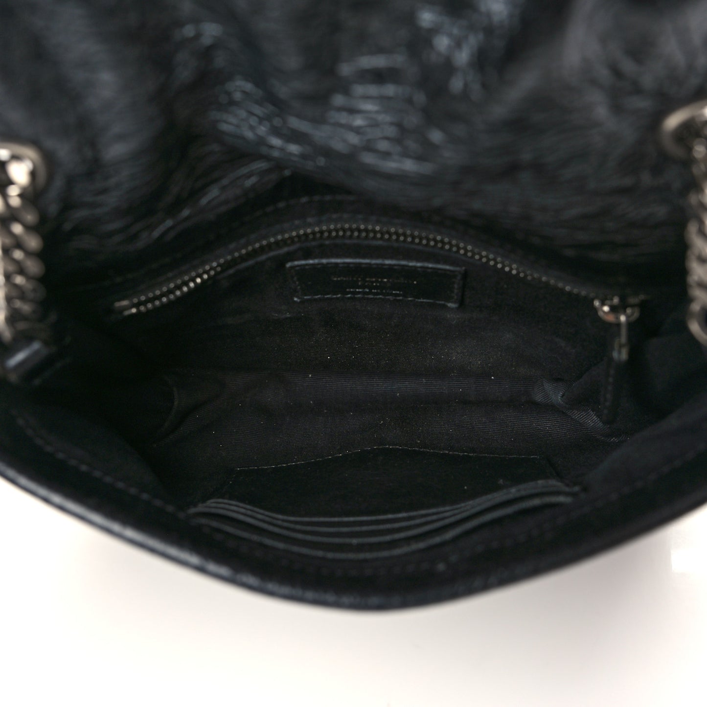 Crinkled Calfskin Matelasse Monogram Niki Chain Wallet Black