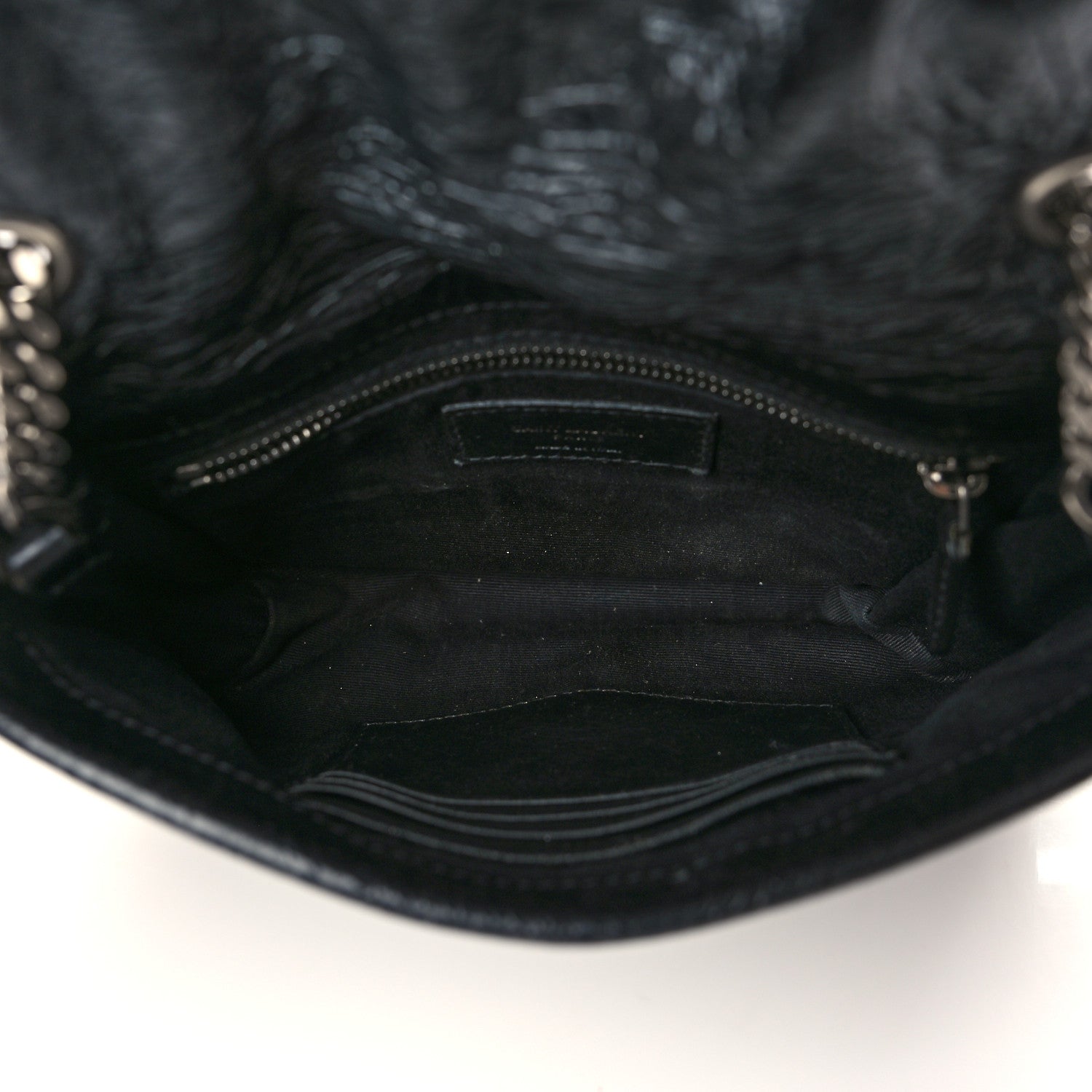 Saint Laurent Crinkled Calfskin Matelasse Monogram Niki Chain Wallet Black 5 of 8