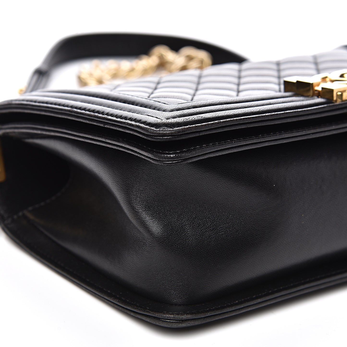 Lambskin Quilted Medium Boy Flap Black