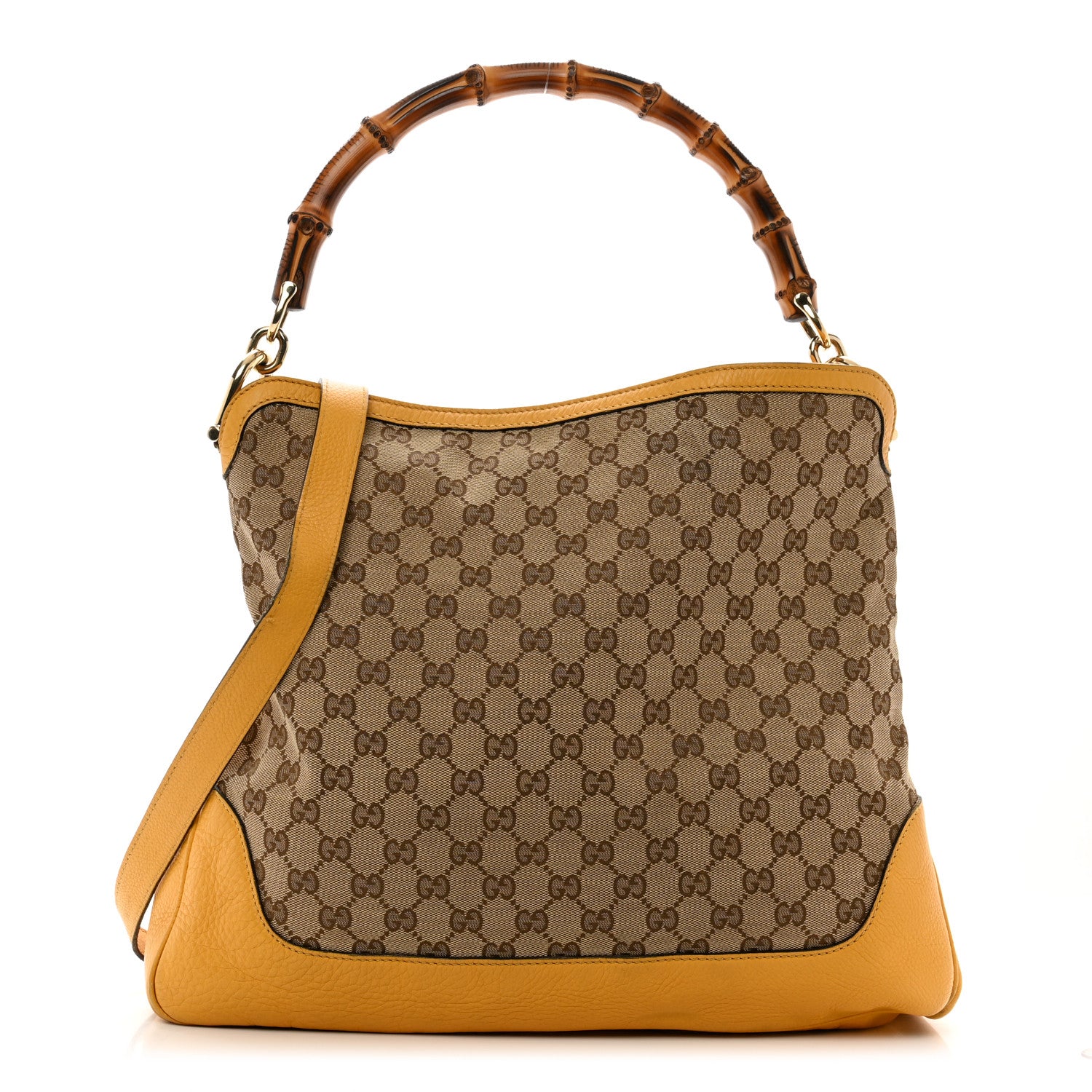 Gucci Monogram Medium Diana Bamboo Shoulder Bag Yellow 1 of 11