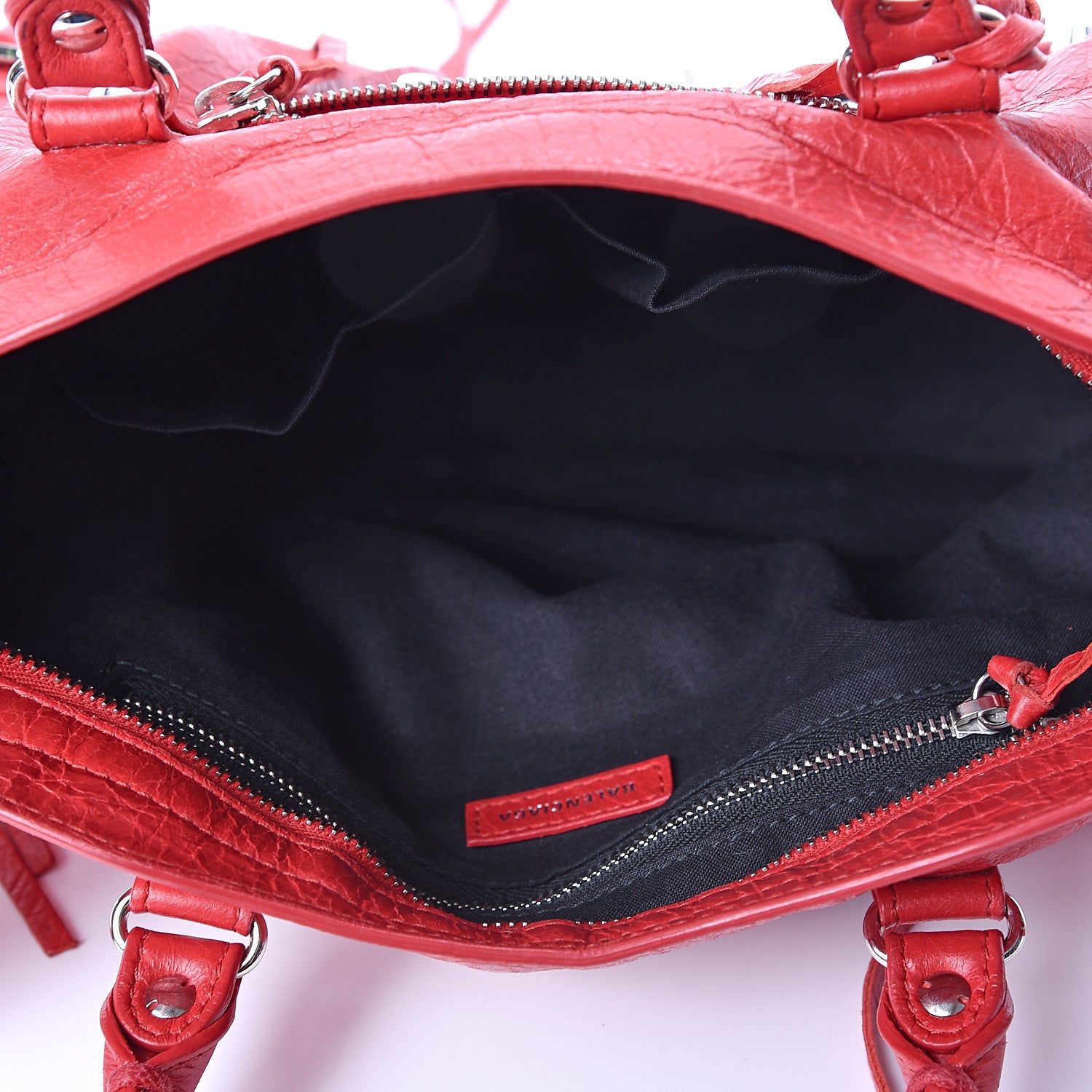 Balenciaga Agneau Arena Classic Silver Hardware S City Logo Strap Rouge Cardinal Black 4 of 9
