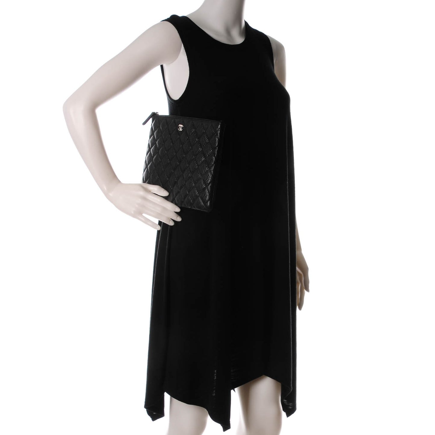 Woven Lambskin Quilted Medium Cosmetic Case Black