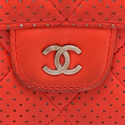Chanel Perforated Lambskin Quilted Flap Wallet Red 8 of 16