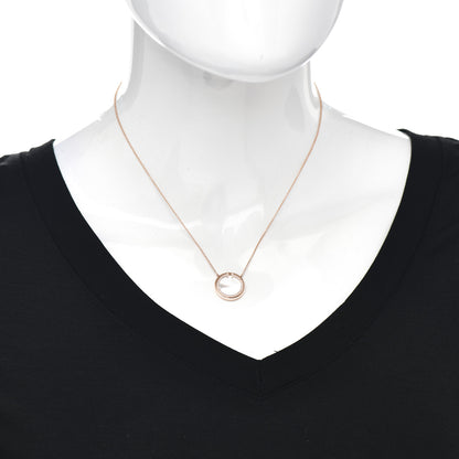 Tiffany 18K Rose Gold Diamond Mother of Pearl T Circle Pendant Necklace 2 of 5