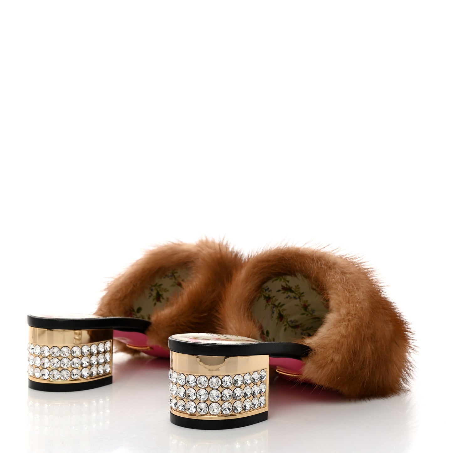 Mink Malaga Kid Crystal Candy Mules 38 Light Brown Black