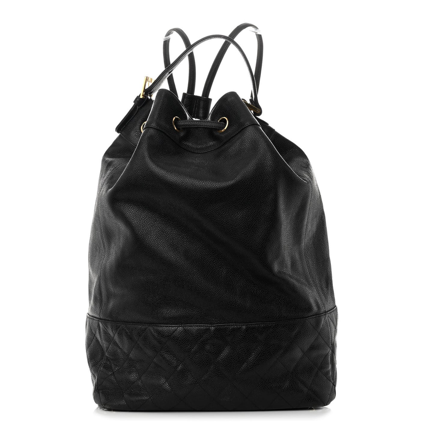 Caviar Quilted Drawstring Backpack Black