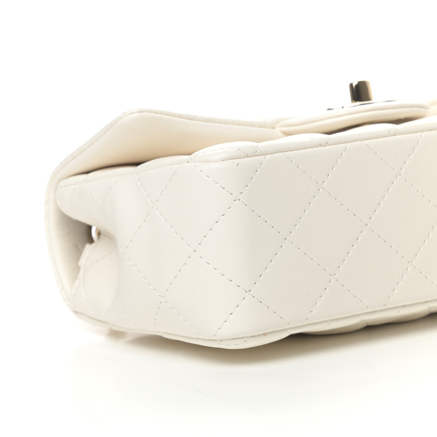 Lambskin Quilted Mini Rectangular Flap White