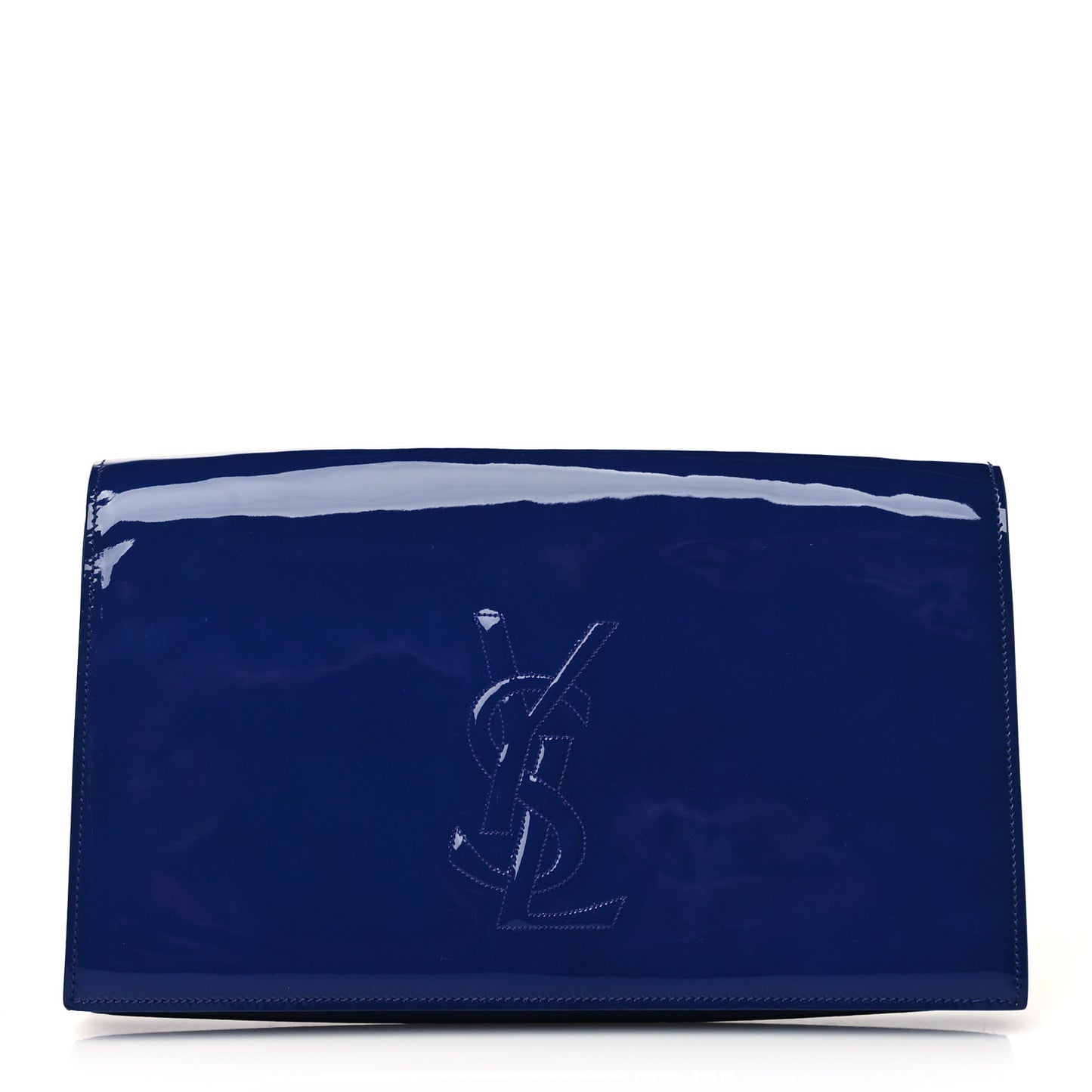 Patent Calfskin Monogram Large Belle De Jour Clutch Royal Blue
