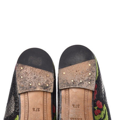 Gucci Floral Jacquard Horsebit Womens Jordaan Loafers 37.5 Multi 14 of 15
