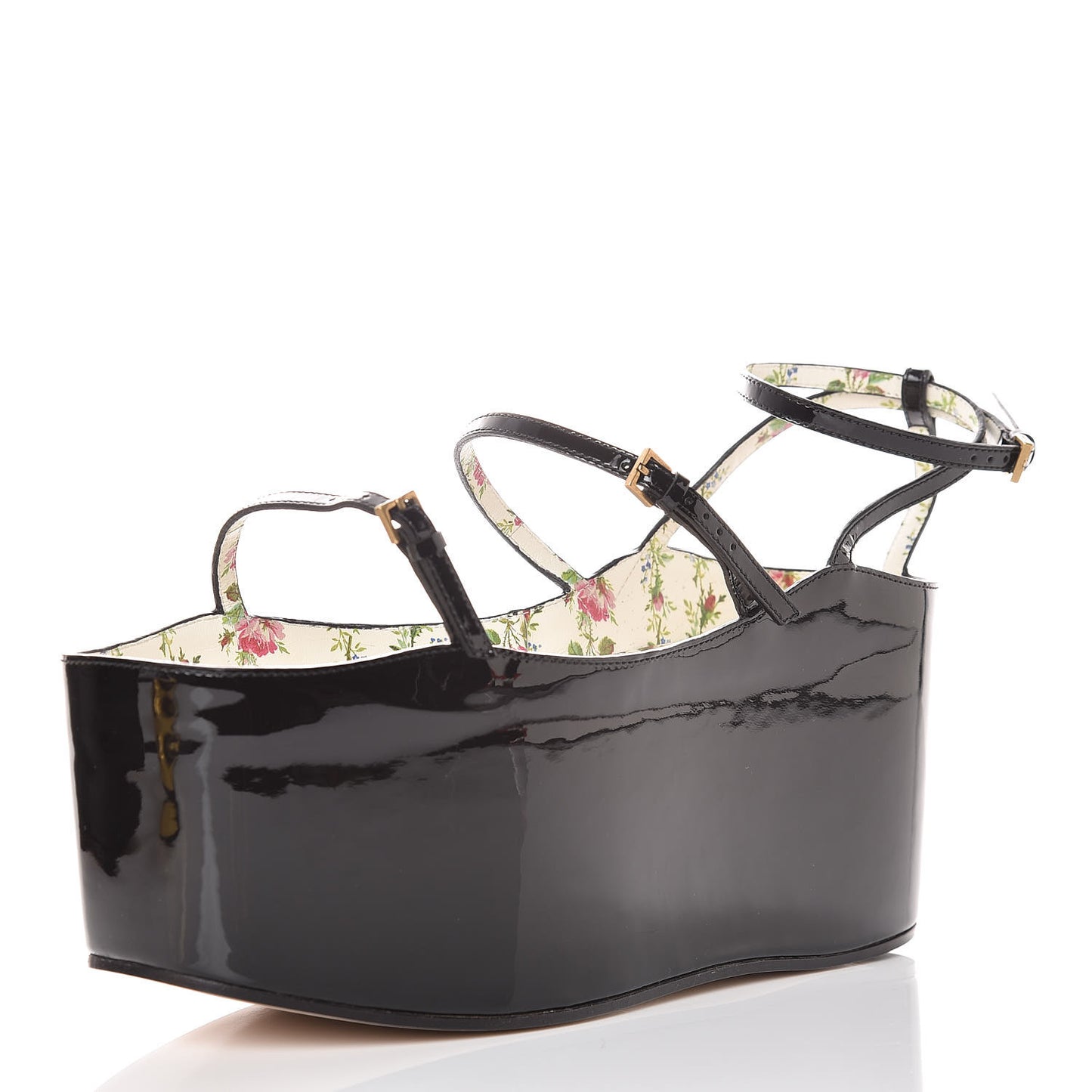 Metallic Nappa Patent Hannelore Detachable Platform Sandals 38.5 Gold