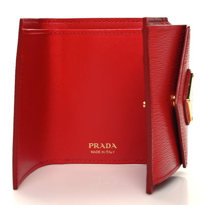 Prada Vitello Move Triangle Tri-Fold Compact Wallet Lacca 4 of 7