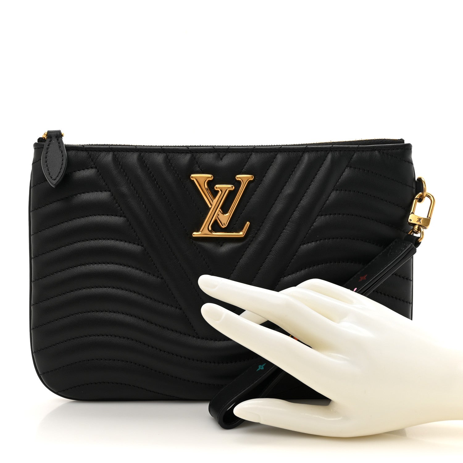 Louis Vuitton Calfskin New Wave Zipped Pochette Black 1776297
