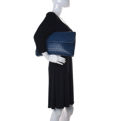 Bottega Veneta Nappa Intrecciato Flap Clutch Blue 2 of 16