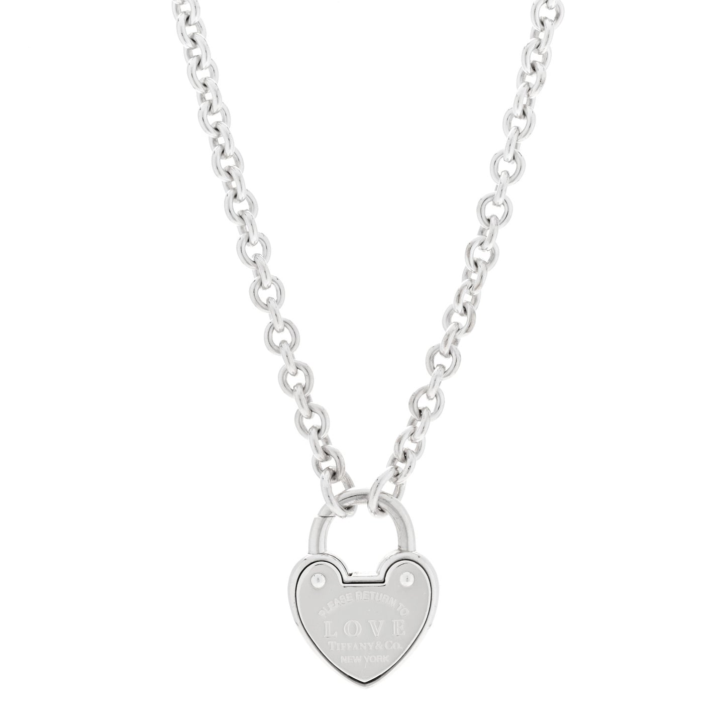 Sterling Silver Return To Tiffany Love Heart Lock Pendant Necklace