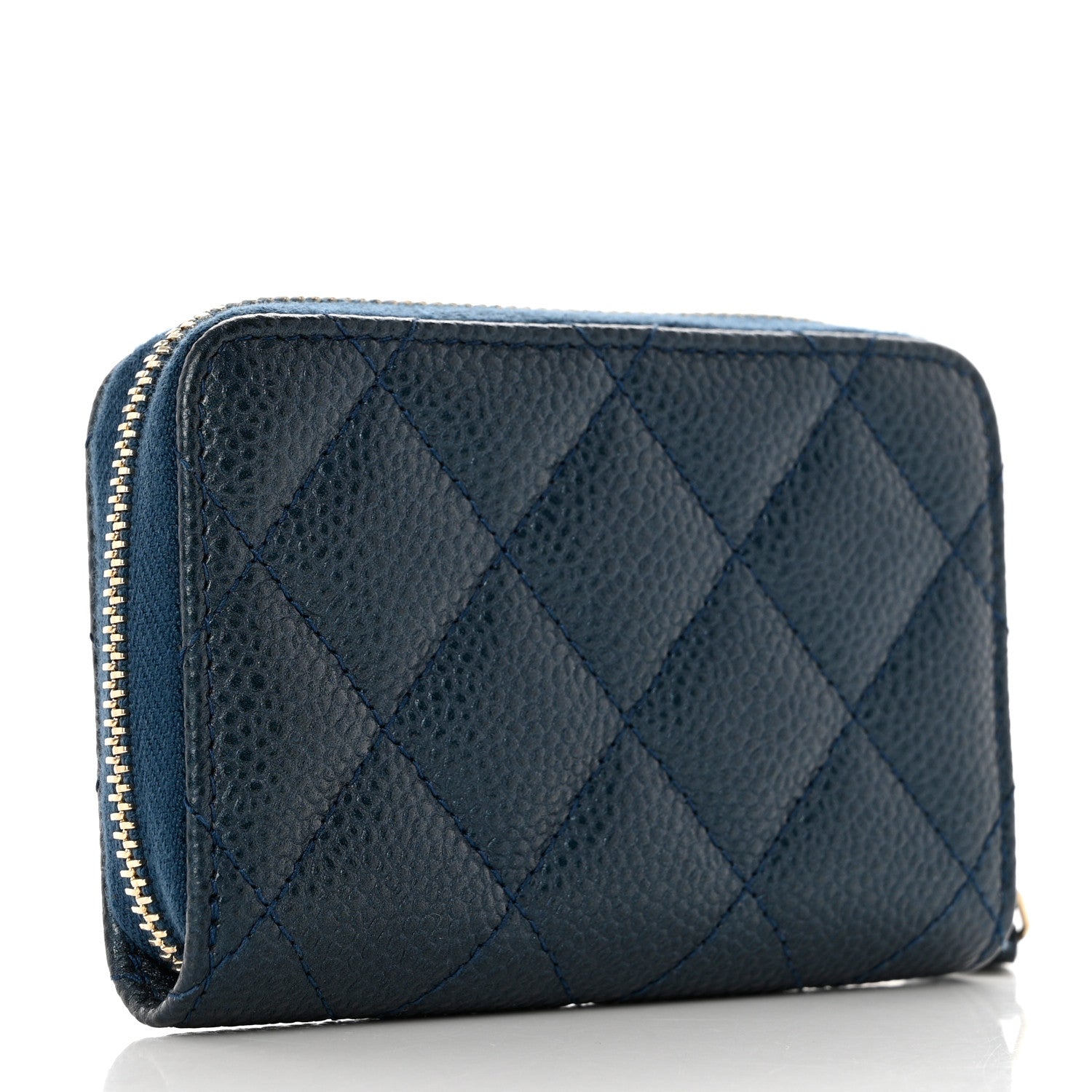 Chanel Iridescent Caviar Quilted Zip Coin Purse Dark Blue 4 of 7